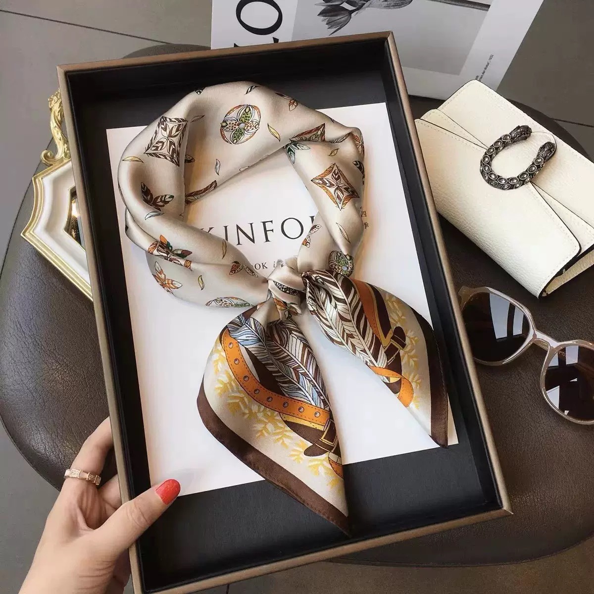 Luxury Bags China - Luxury Design Skinny Silk Square Scarf