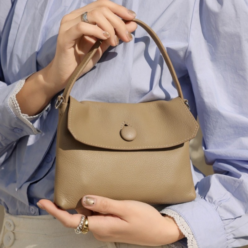 Structured Handbag Top Handle - 2026 New Women Button Detail Handbag