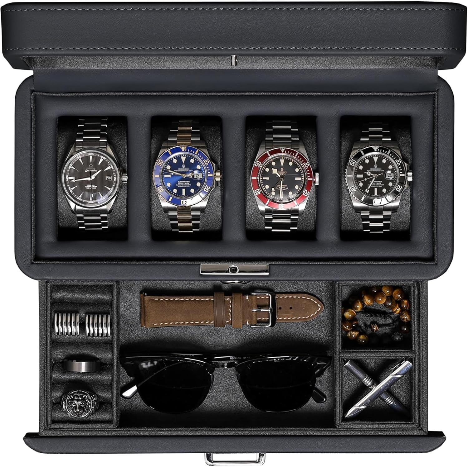 Luxury Bags For You - Luxury 4-Slot Watch Box with Valet