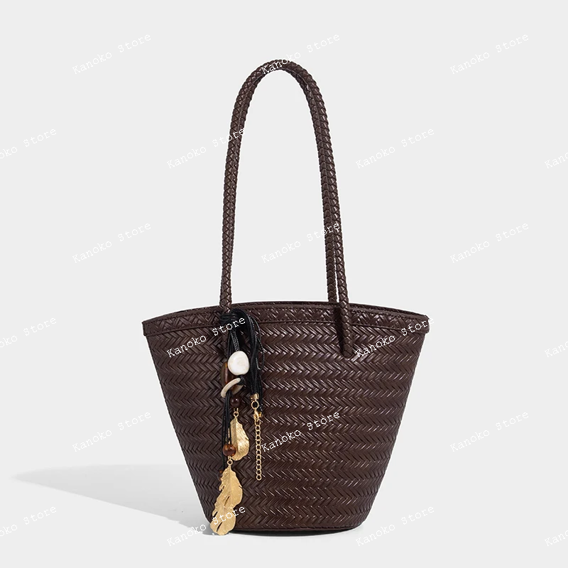 Luxury Bags For You - weave drawstring bucket underarm bags for