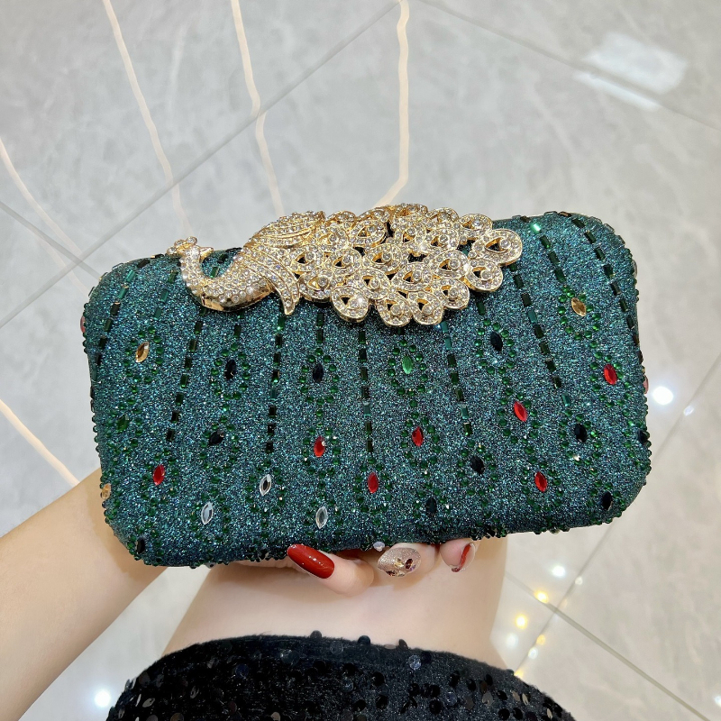 Luxury Bags Green - Fashion Diamond-Encrusted Clutch Bag for Women