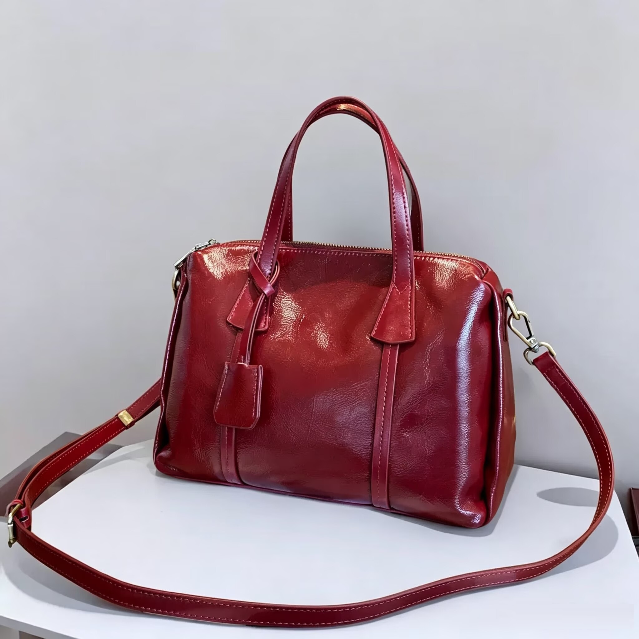 Vintage Real Leather Handbag F – Luxury Y2K Bags Bewertung und Preis