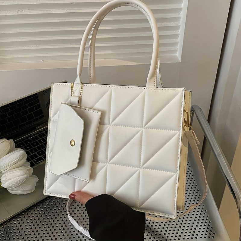 Stylish Quilted Tote Bag, Stru – Structured Handbag Top Handle Bewertung und Preis
