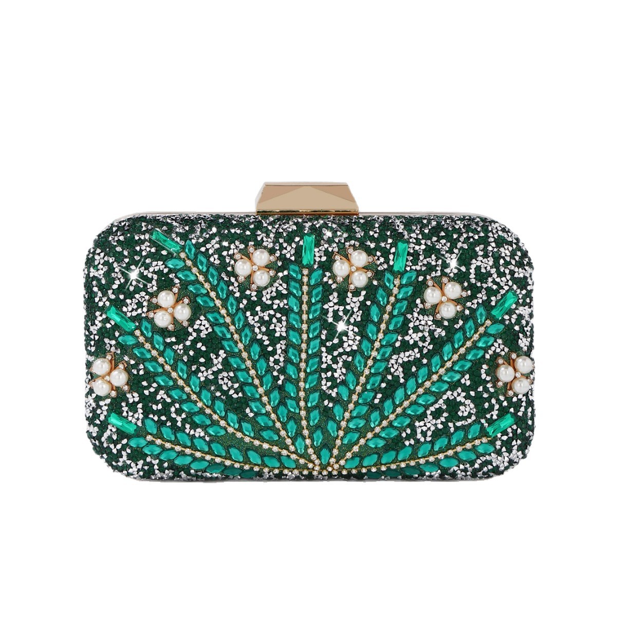 Luxury Rhinestone & Pearl Embe – Luxury Bags Green Bewertung und Preis