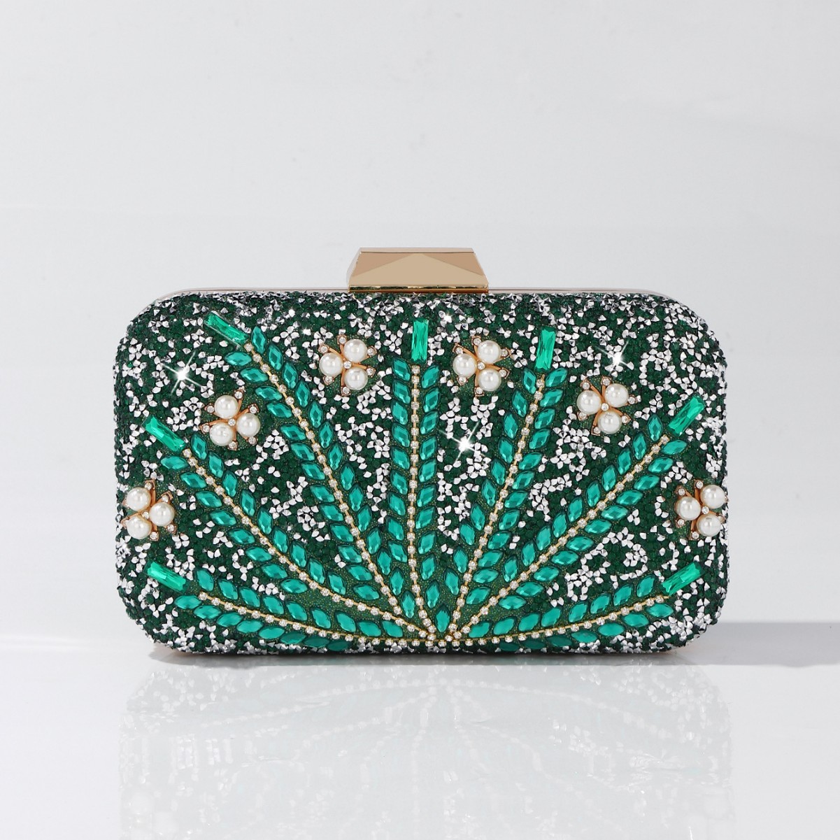 Luxury Rhinestone & Pearl Embe – Luxury Bags Green Bewertung und Preis