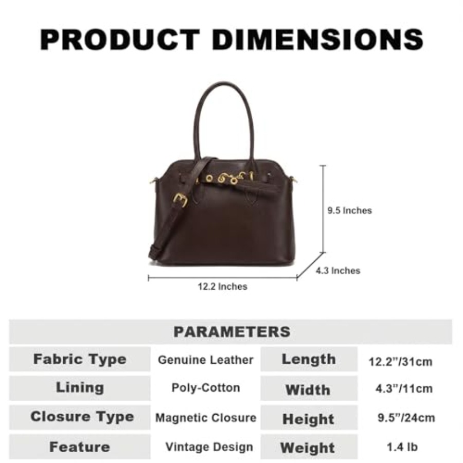 Genuine Leather Satchel Crossb – Structured Handbag Top Handle Bewertung und Preis