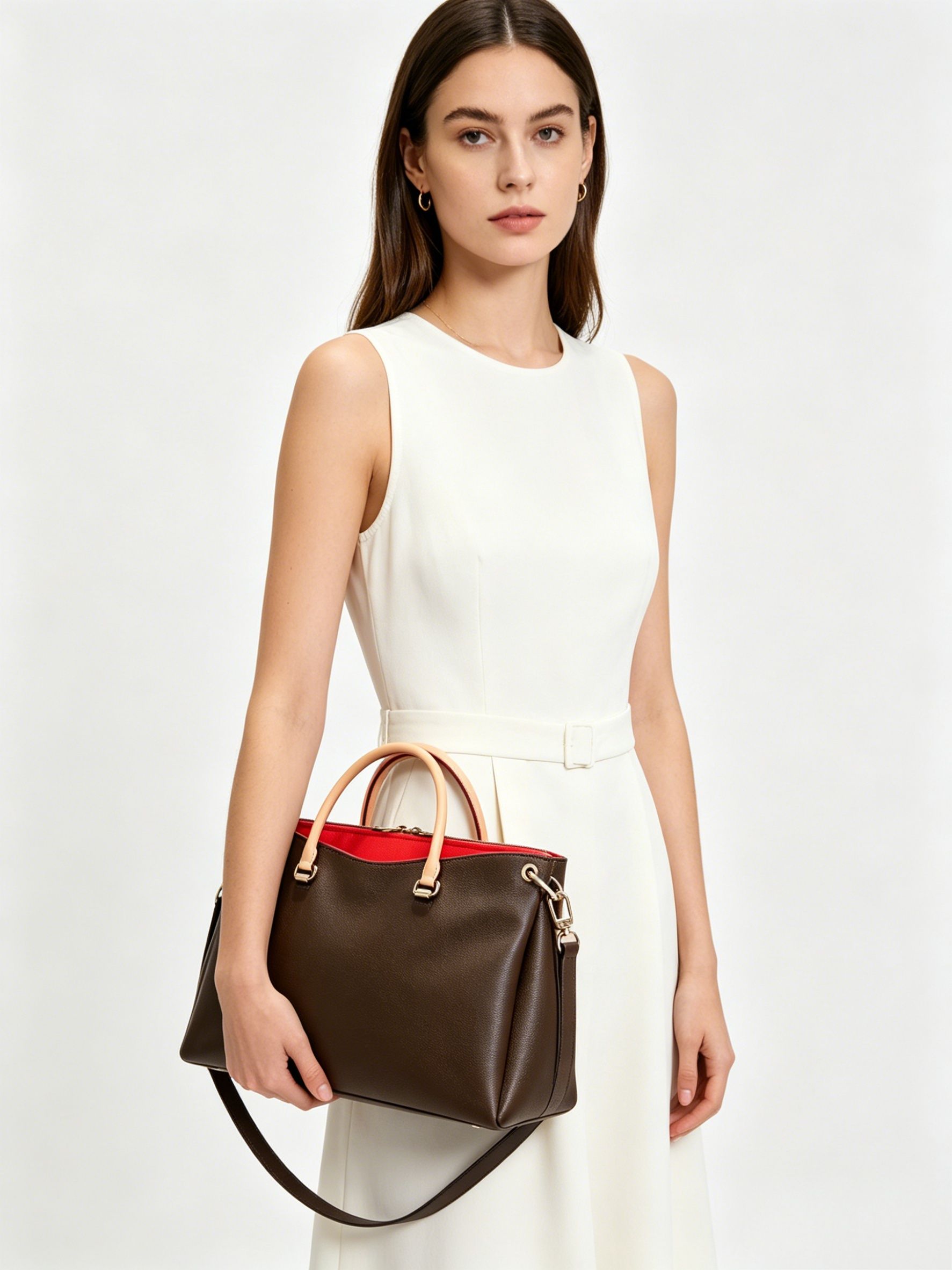 Brown pebbled leather structur – Structured Handbag Top Handle Bewertung und Preis