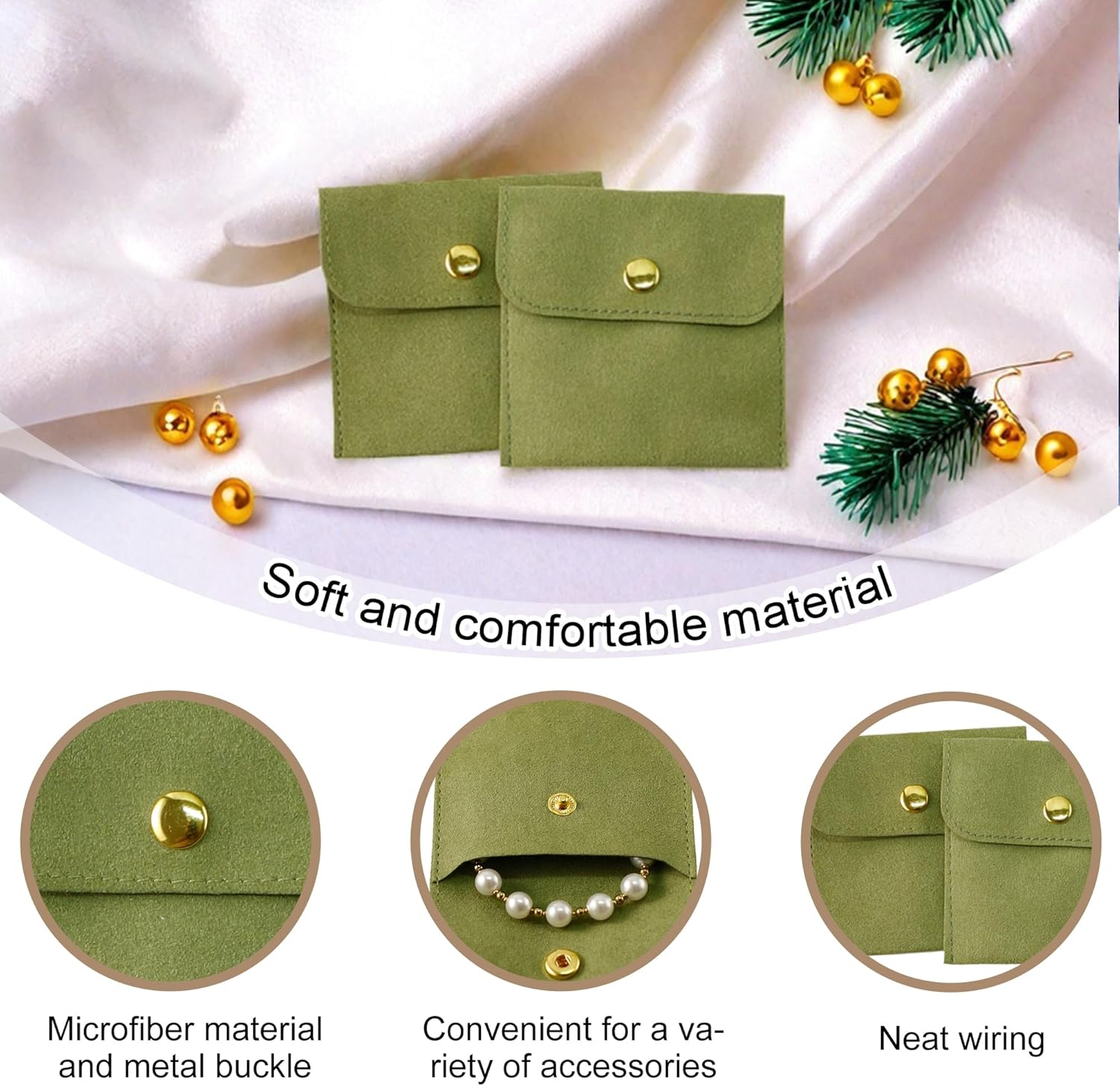 10 Pcs Green Microfiber Jewelr – Luxury Bags Green Bewertung und Preis